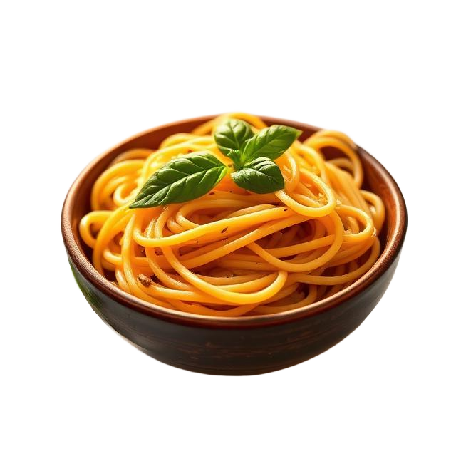 Bowl of Italian pasta with basil